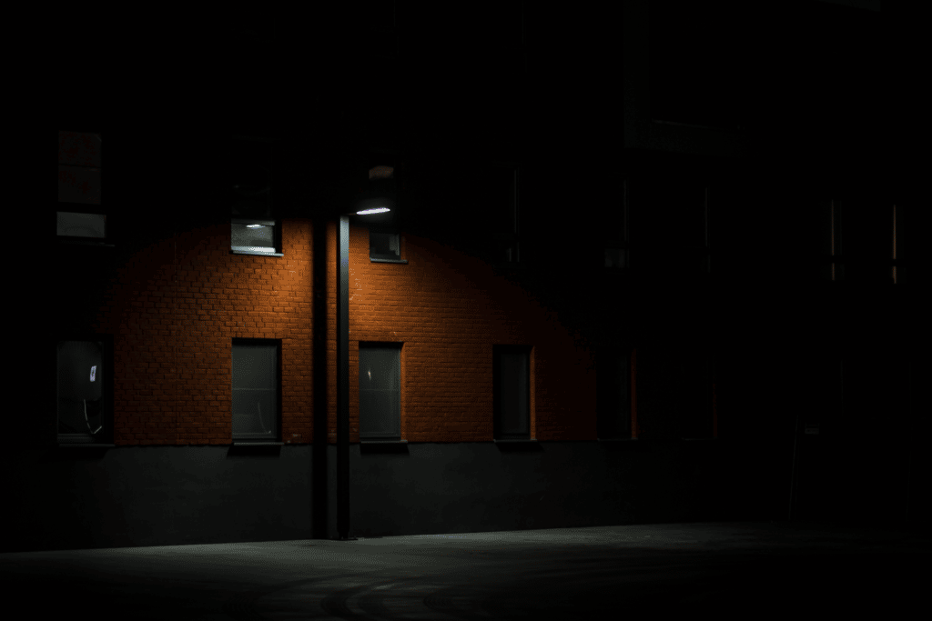dark street in the city at night