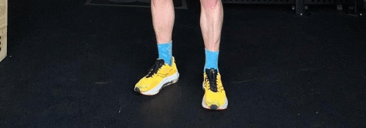 Nick Bare prefers to were the Feetures Elite running socks in what looks like the Mini Crew height.
