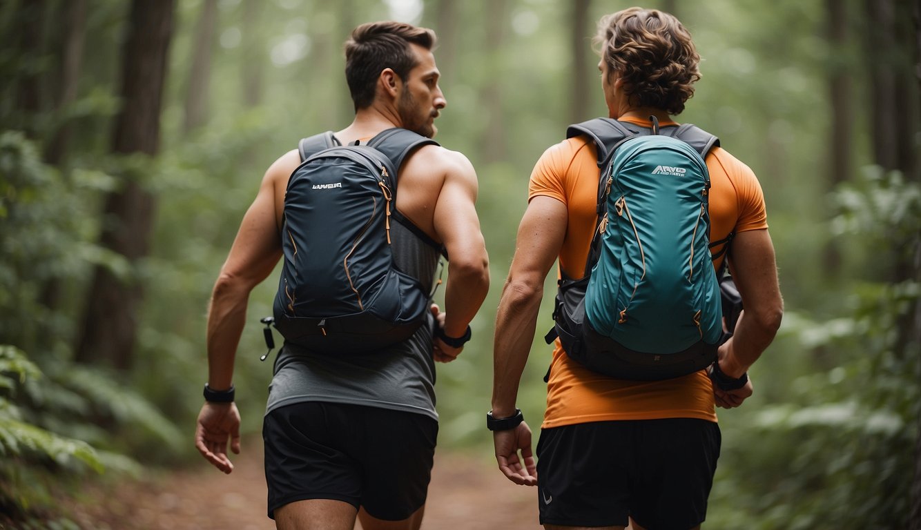 A trail runner compares hydration vests and handhelds for fit and comfort while running